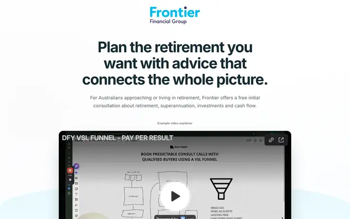 Landing page preview for Frontier Financial Group